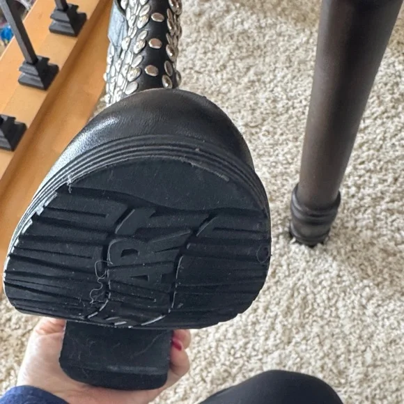 Stuart Weitzman Black Studded Moto Boots - Picture 8 of 13